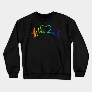 'Rainbow LGBT Heartbeat' Awesome LGBTQ Pride Day Gift Crewneck Sweatshirt